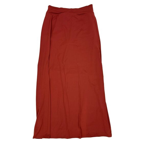 HALARA High Rise Decorative Buckle Split 2-in-1 Maxi Skirt M Goth Rust NWT B8 - Picture 2 of 5